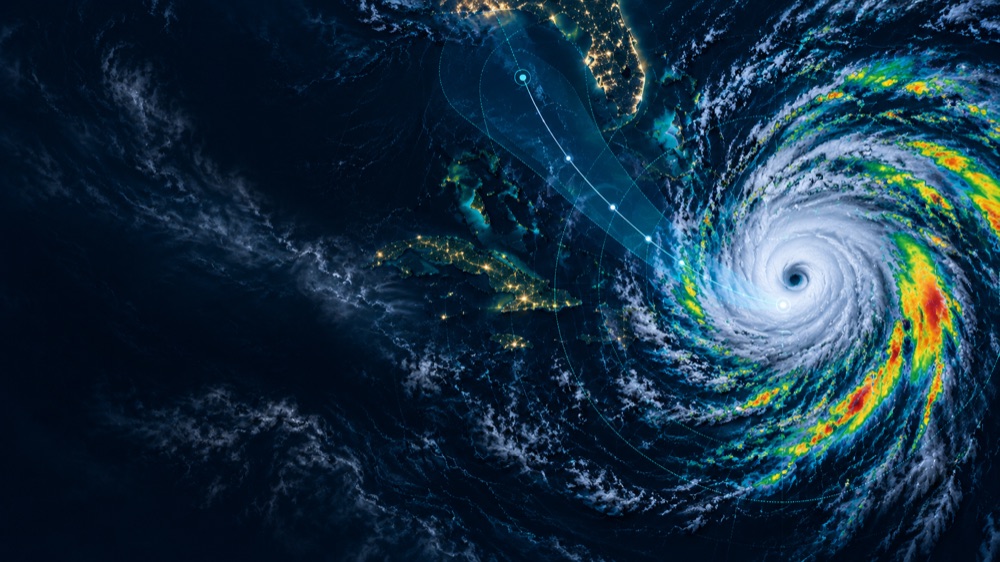 Satellite radar view of a hurricane approaching Florida