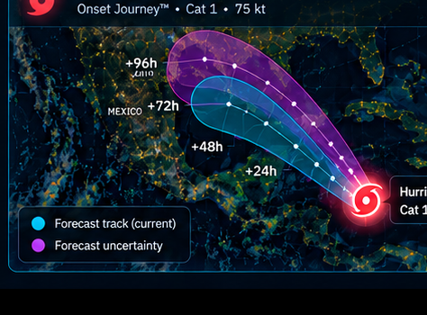 Illustration: Hurricane Rachel track corridor from an earlier engine cycle