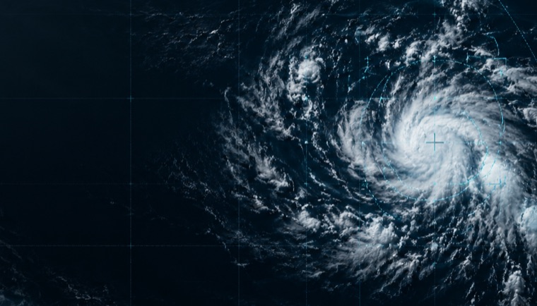 Satellite close-up of an organizing tropical system